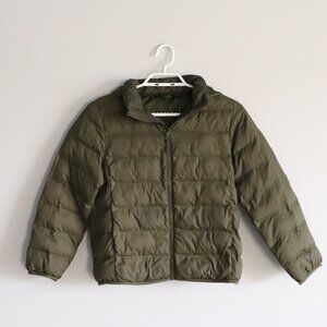 Uniqlo Kids Green Sz 9-10 Unisex Padded Full Zip Hooded Puffer Parka Jacket Coat